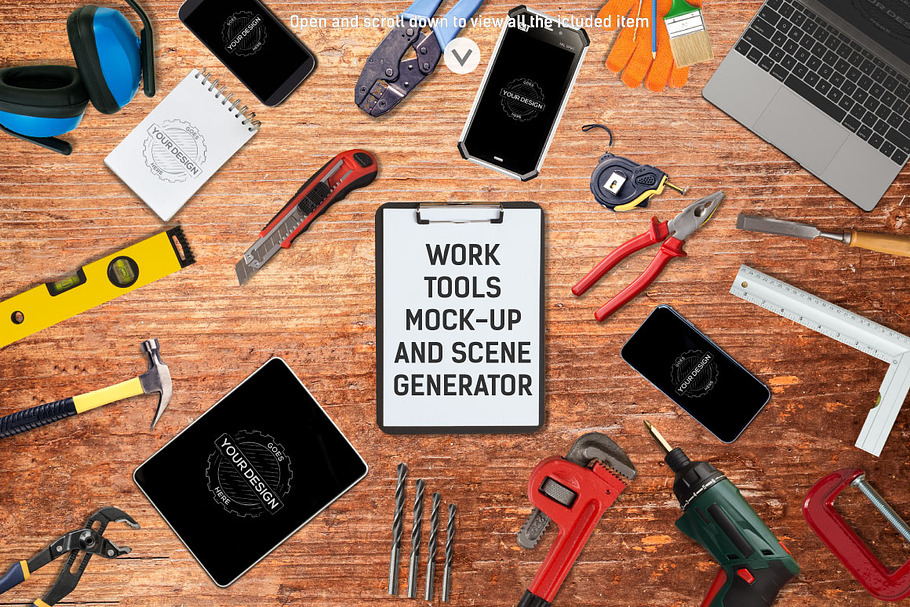 Work Tools Mock-up / Scene Generator in Scene Creator Mockups - product preview 8