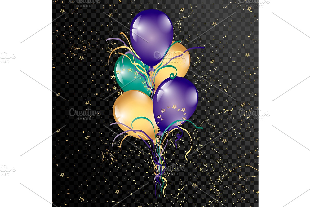 3d Realistic Colorful Balloon. Holiday illustration of flying glossy balloon. Isolated on black Background. Vector Illustration in Objects - product preview 8