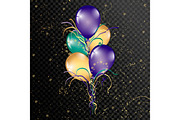 3d Realistic Colorful Balloon. Holiday illustration of flying glossy balloon. Isolated on black Background. Vector Illustration