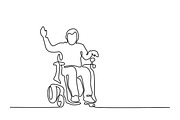 Disabled man on electric wheelchair