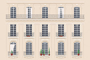 Set of 12 different building facades