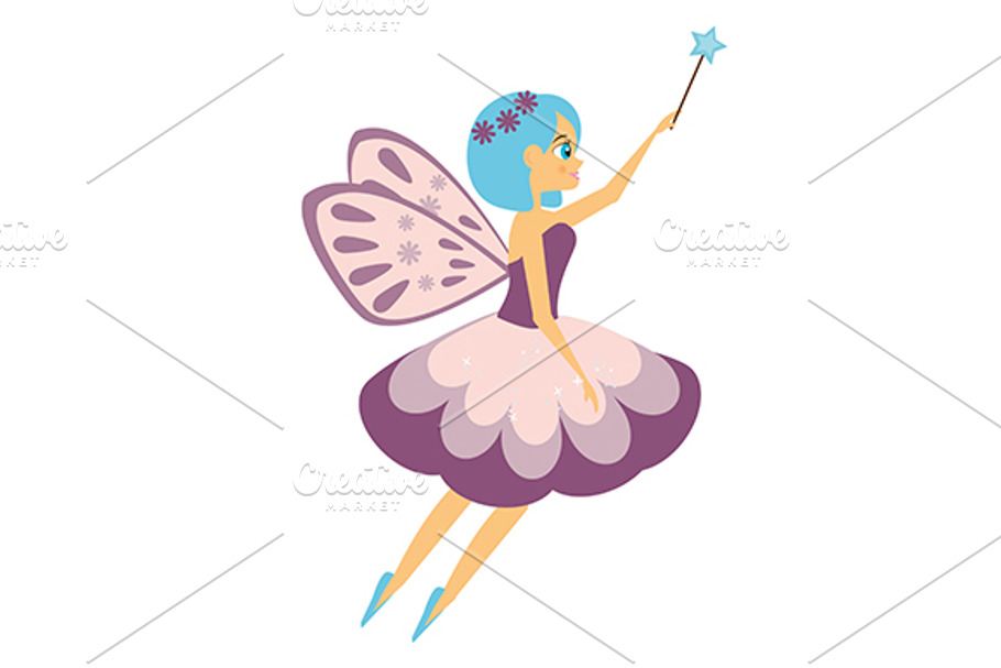 Flying fairy with magic wand in Illustrations - product preview 8