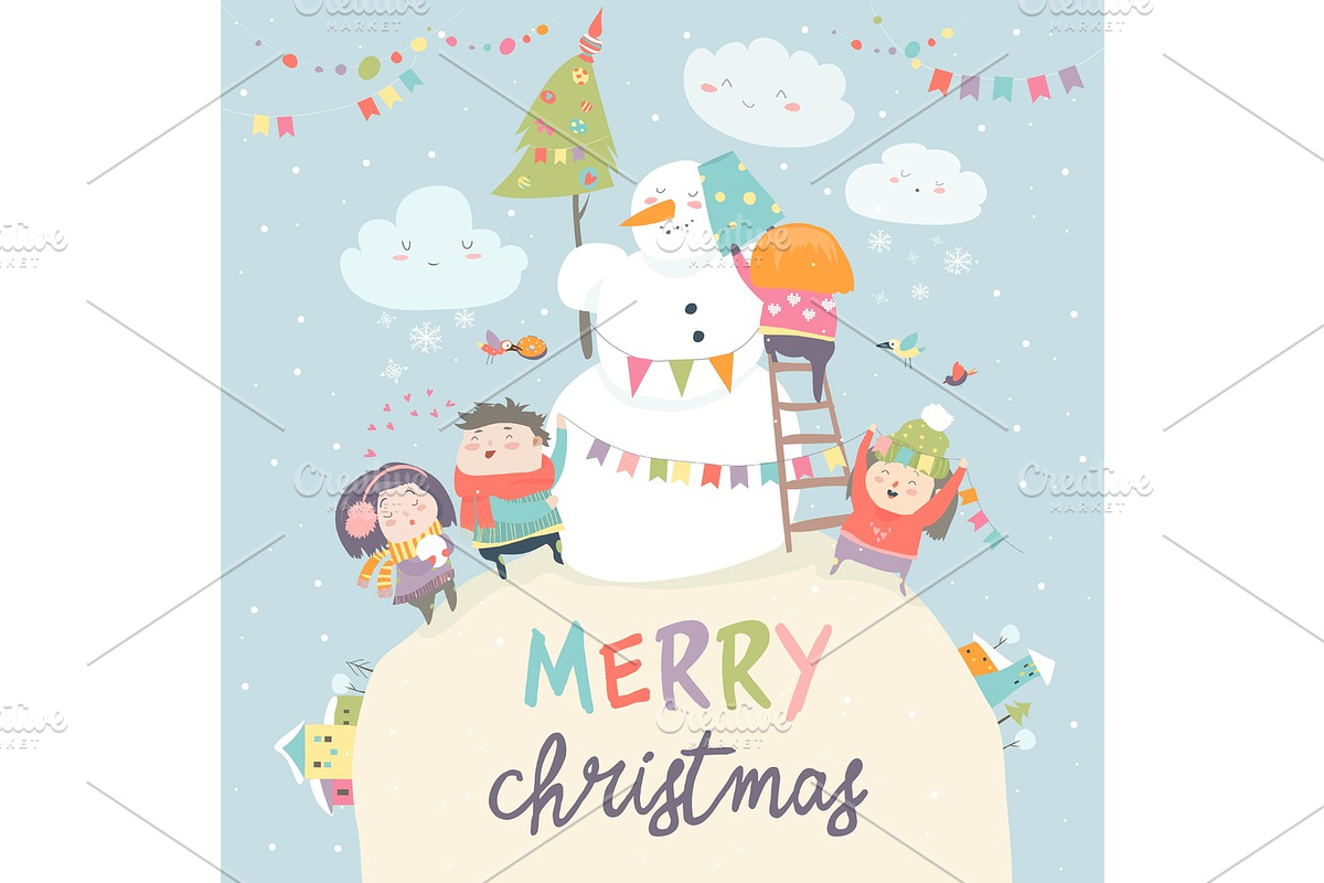Happy children celebrating Christmas in Objects - product preview 8
