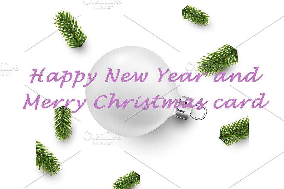 New Year card with Christmas ball