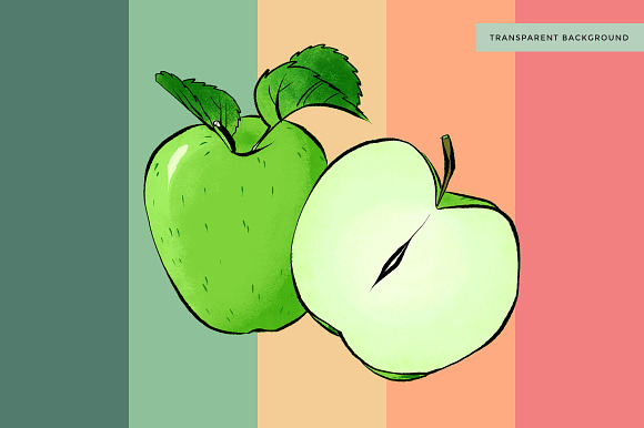 Green Apple Custom Illustration in Illustrations - product preview 1