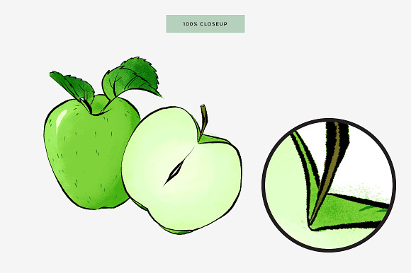 Green Apple Custom Illustration in Illustrations - product preview 2