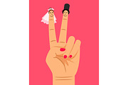 Finger puppets of bride and groom