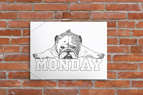 Bulldog Monday Poster, Digital Print