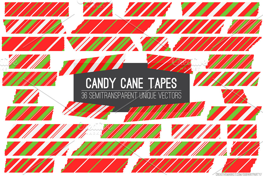 Vector Candy Cane Tape Strips