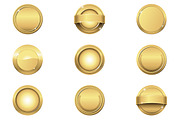 Gold Award Medal Badges Clipart Set
