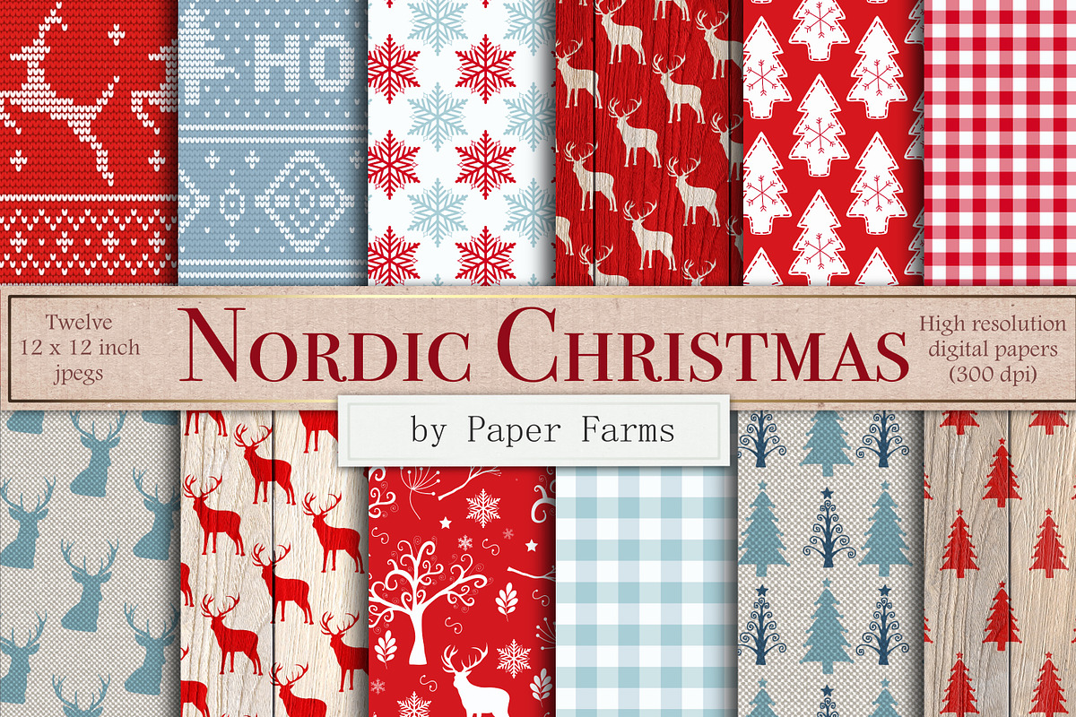 Nordic Christmas digital paper in Patterns - product preview 8