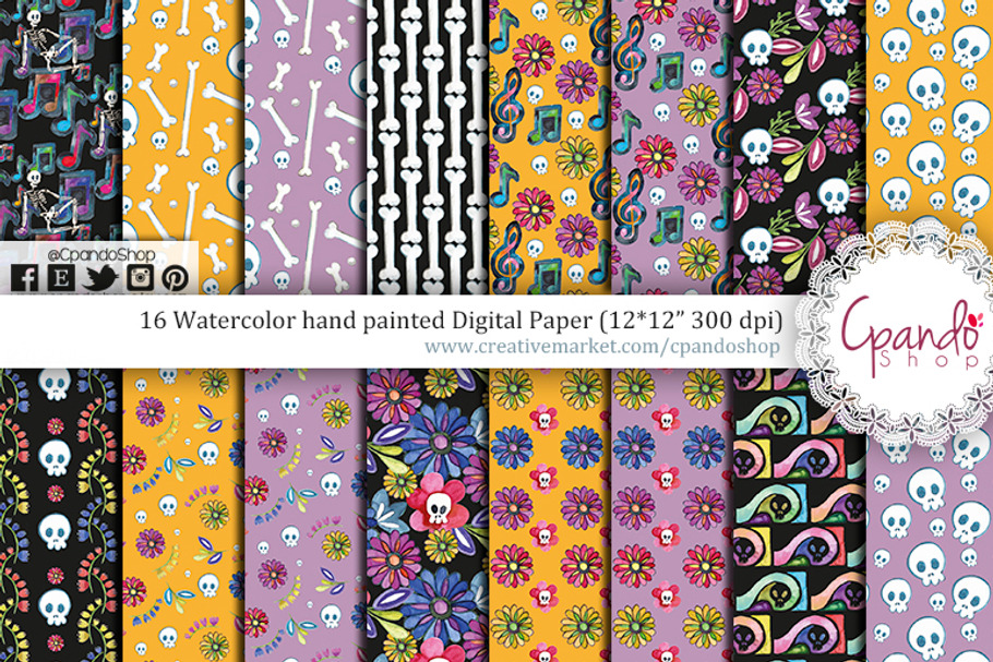 Day of the dead digital paper