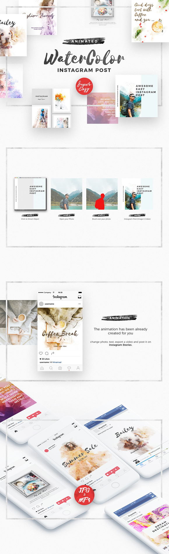 WaterColor Animated Instagram Posts in Instagram Templates - product preview 12