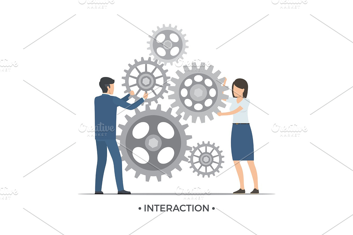 Interaction People and Gears Vector Illustration in Illustrations - product preview 8