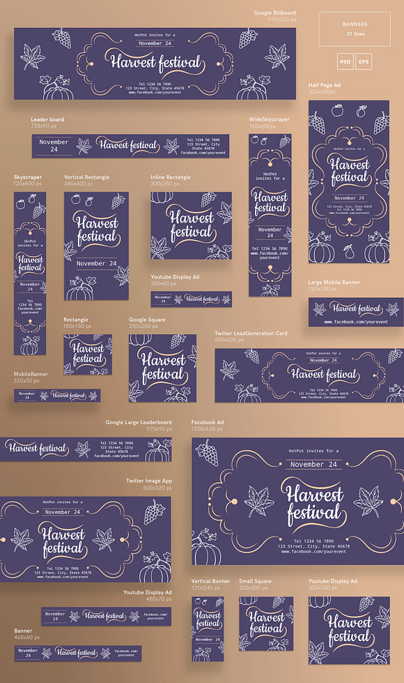 Banners Pack | Harvest Festival in Templates - product preview 1