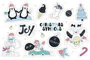 Cute christmas stikers and pattern