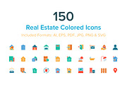 150 Real Estate Colored Icons