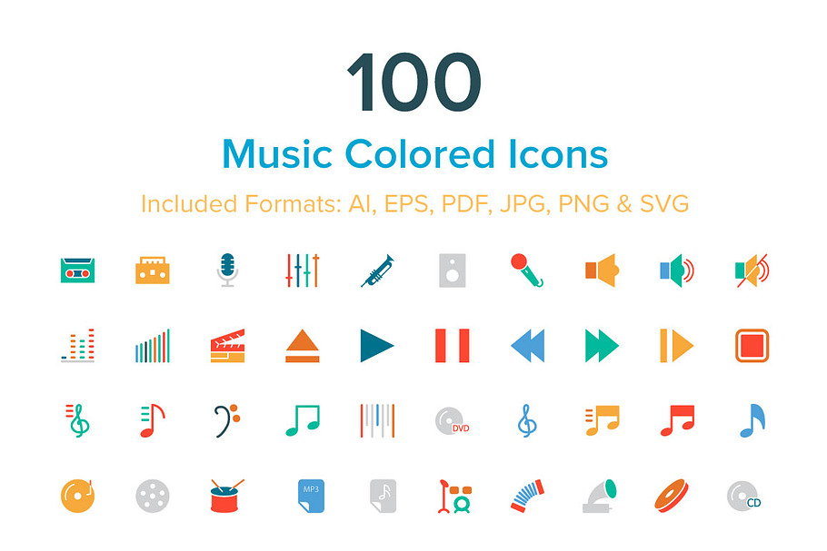 100 Music Colored Icons