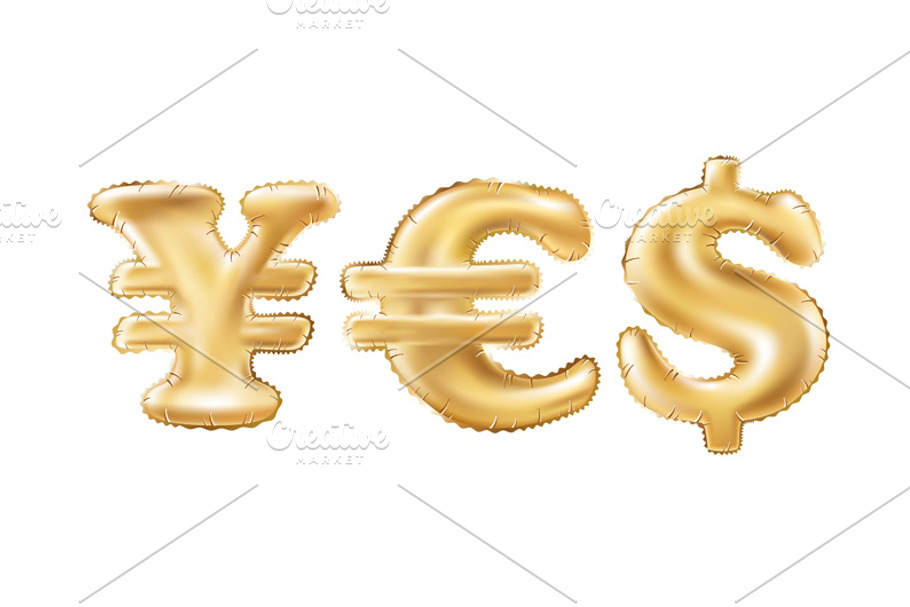 vector Gold yes dollar euro yen in Graphics - product preview 8