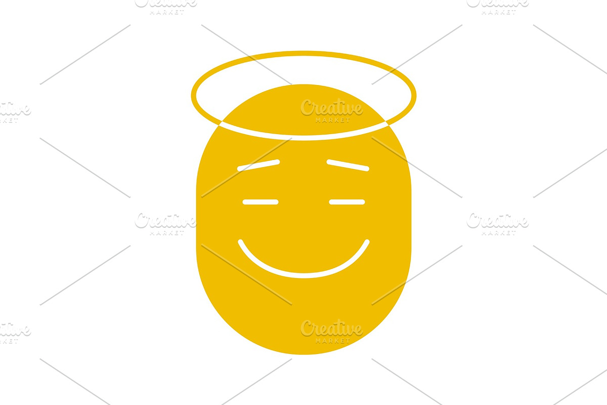 Emoticon with halo glyph color icon in Graphics - product preview 8