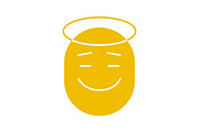 Emoticon with halo glyph color icon