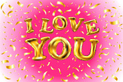 Gold letter i love you balloons