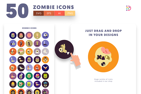 Halloween Zombie Icons in Icons - product preview 1