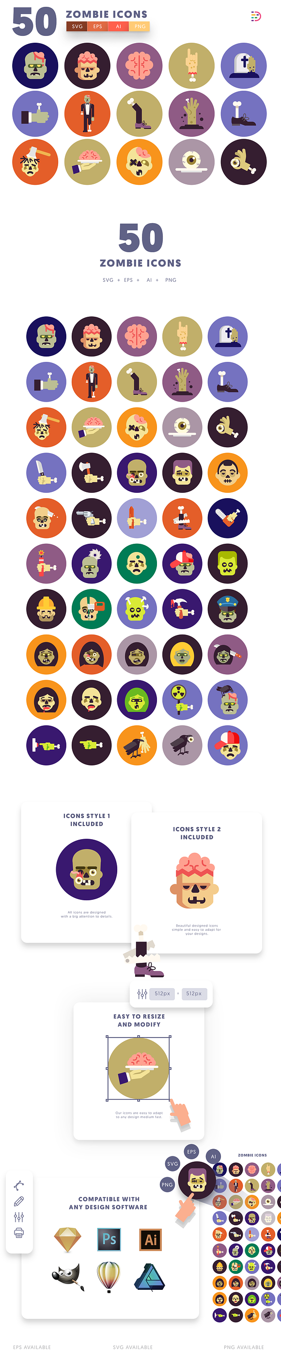 Halloween Zombie Icons in Icons - product preview 2