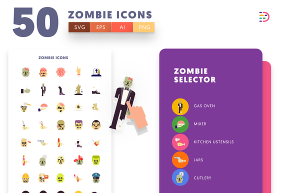 Halloween Zombie Icons in Icons - product preview 4