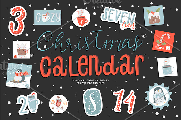 Cute christmas calendars in Objects - product preview 5