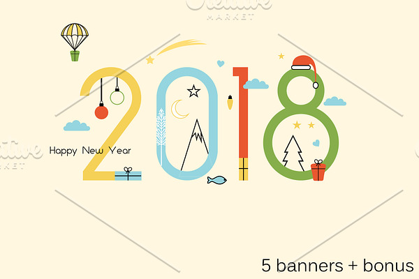 Banners Happy New Year 2018 + bonus