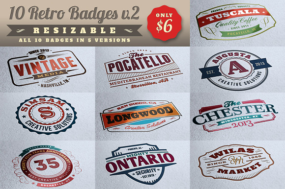 10 Retro Signs or Badges v.2 + Bonus in Objects - product preview 2