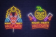 Halloween Emblem & Logo - Neon style