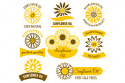 Sunflower oil logo set