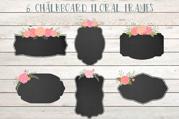 Chalkboard floral frames clip art