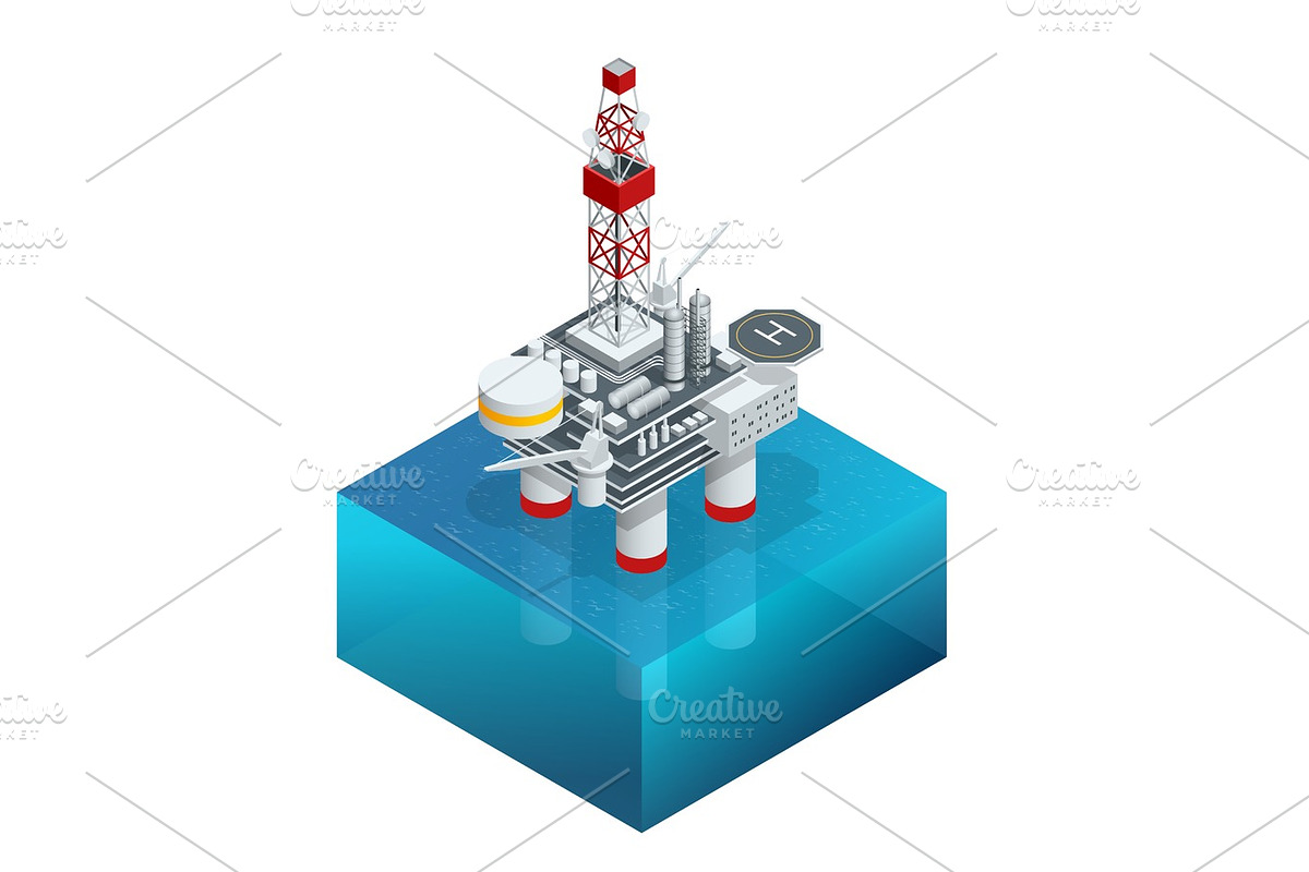 Isometric platform for production oil and gas, Oil and gas industry and hard work, Production platform and operation process by manual and auto function. in Illustrations - product preview 8