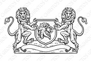 Lion Heraldic Crest Coat of Arms Shield Emblem