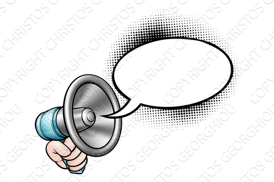 Cartoon Speech Bubble Megaphone in Illustrations - product preview 8