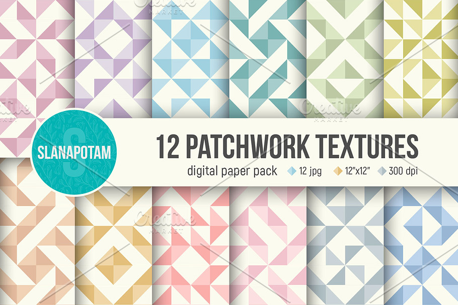PATCHWORK digital paper pack in Patterns - product preview 8