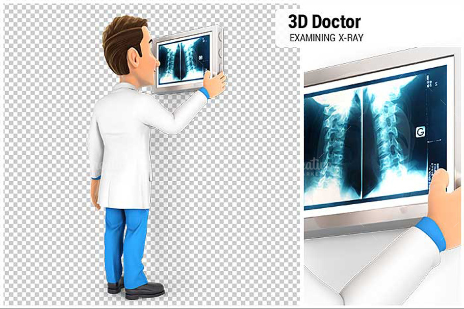 3D Doctor Examining X-Ray in Illustrations - product preview 8