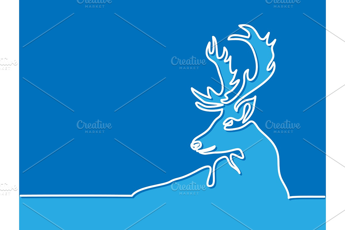 continuous line drawing of Christmas reindeer in Objects - product preview 8