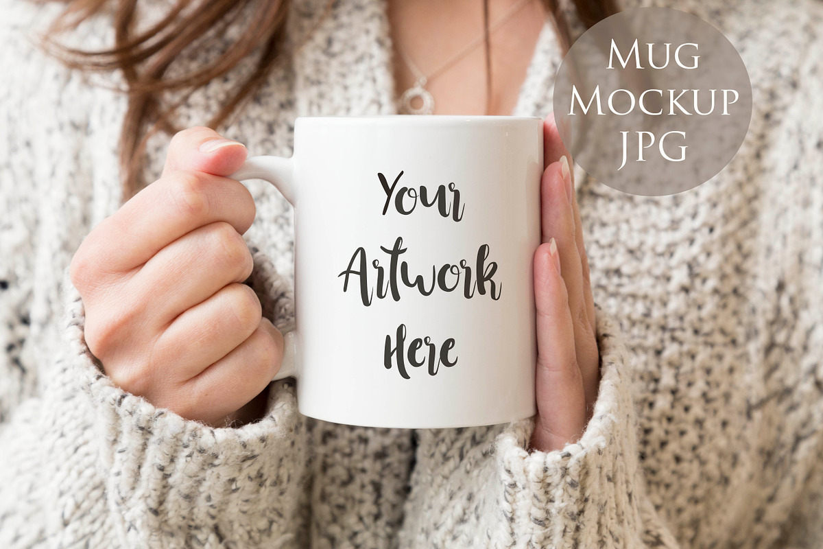 Woman holding mug mockup in Product Mockups - product preview 8
