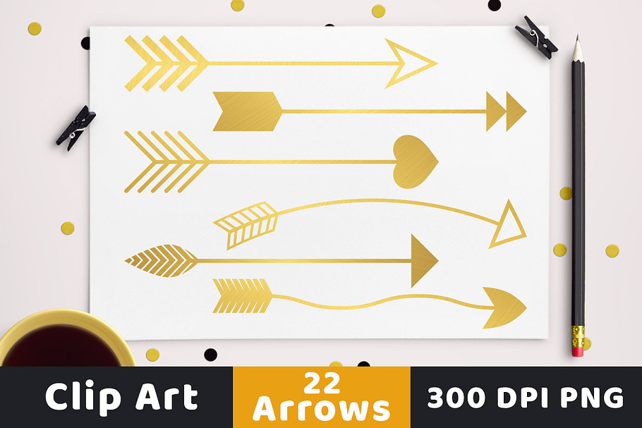 22 Gold Arrows Clipart