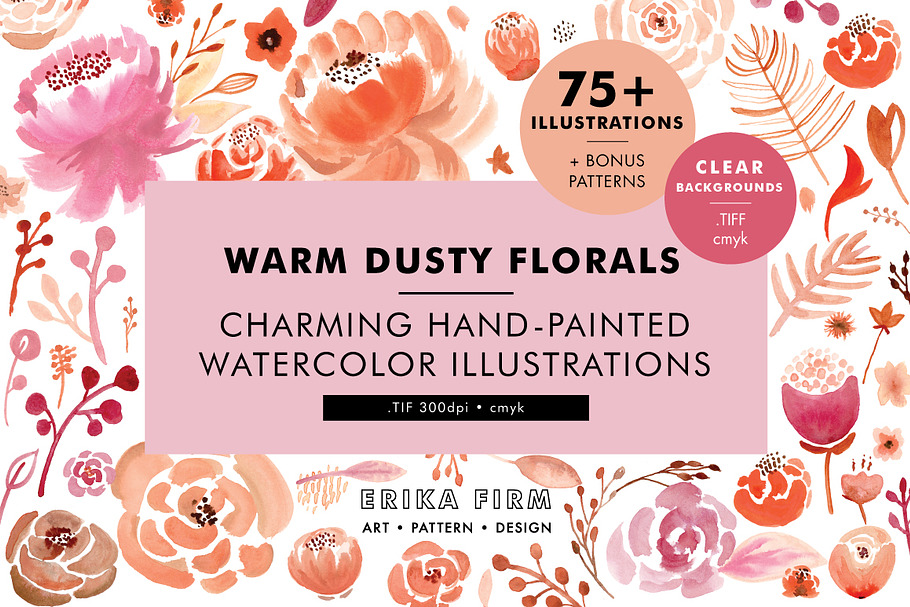 Warm Dusty Watercolor Florals