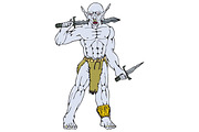 Orc Warrior Sword Dagger Cartoon