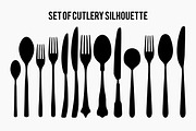 Set of Cutlery silhouette vector