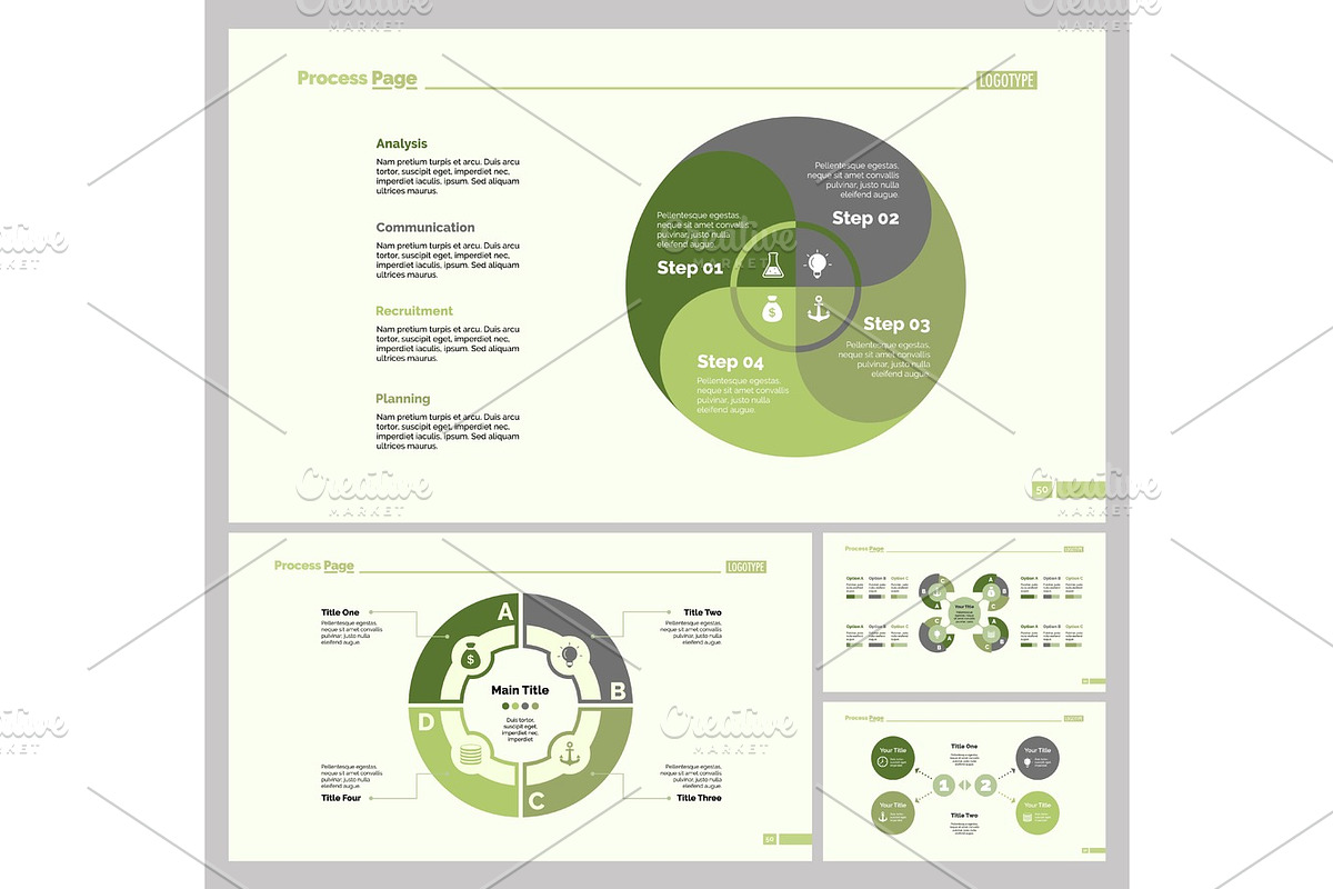 Four Economic Slide Template Set in Illustrations - product preview 8
