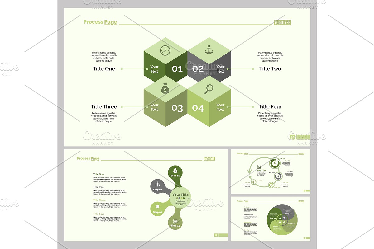 Four Infographic Design Slide Template Set in Illustrations - product preview 8
