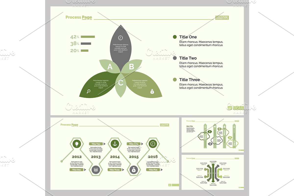 Four Management Slide Template Set in Illustrations - product preview 8