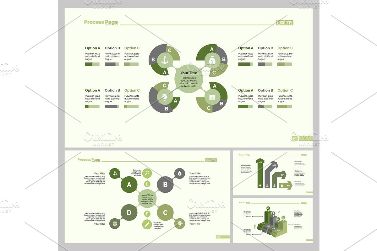 Four Planning Slide Template Set in Illustrations - product preview 8